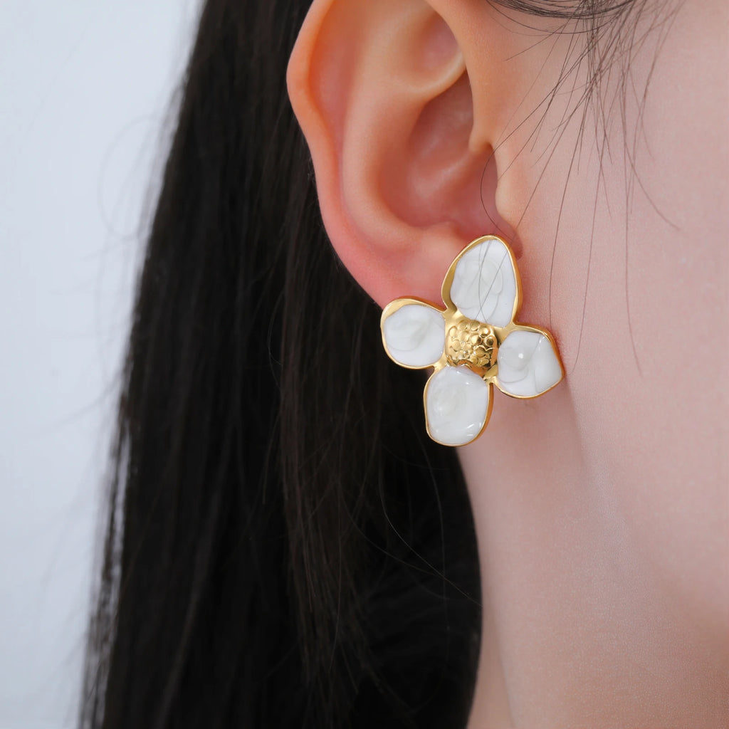 Cazador 2Pcs Flower Women's Earrings Stainless Steel Stud Earrings Jewelry Trend 2025 Party Wedding Birthday Gifts New Wholesale