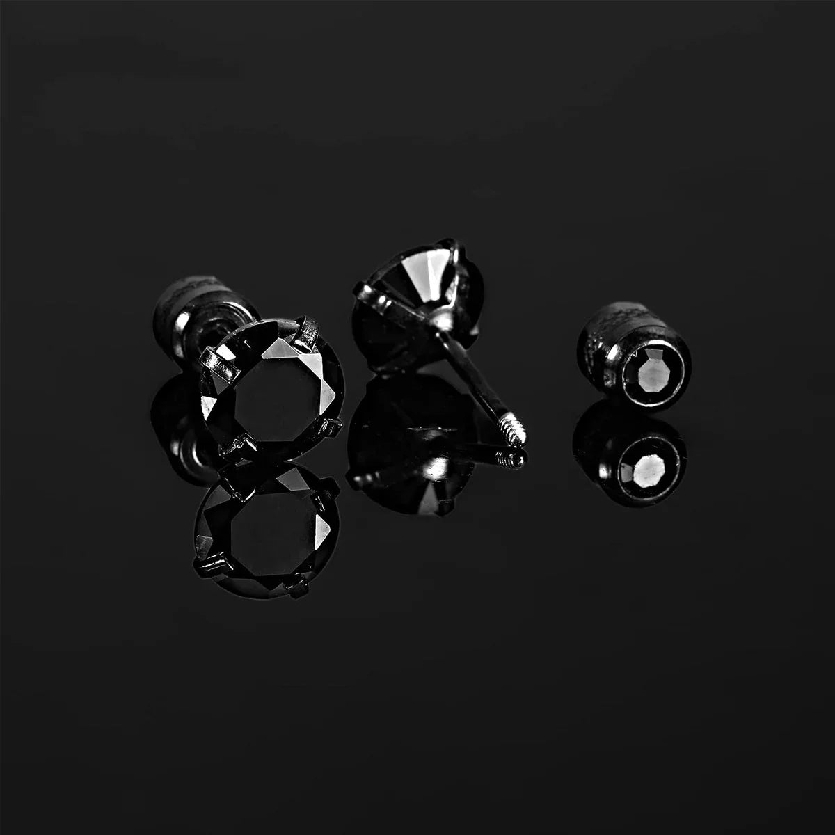 Glamorous Stainless Steel & Zircon Stud Earrings for Men – Hypoallergenic 5-Pairs Set, Durable & Versatile