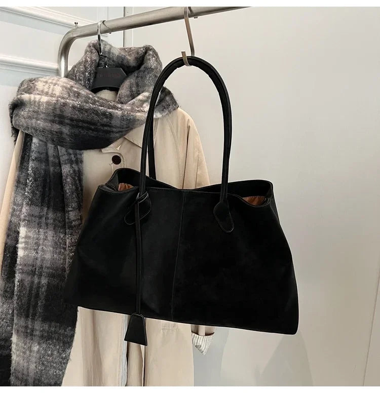 Faux Suede Solid Color High Quality Fashionable Versatile Handbag 2025 Women's Product Hot Selling  Large Capacity Shoulder Bag