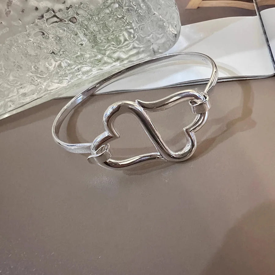 925 Sterling Silver Bracelet Bangle Vintage Open Lock Geometric Punk For Woman Girl Fashion Jewelry Gift Dropship Wholesale