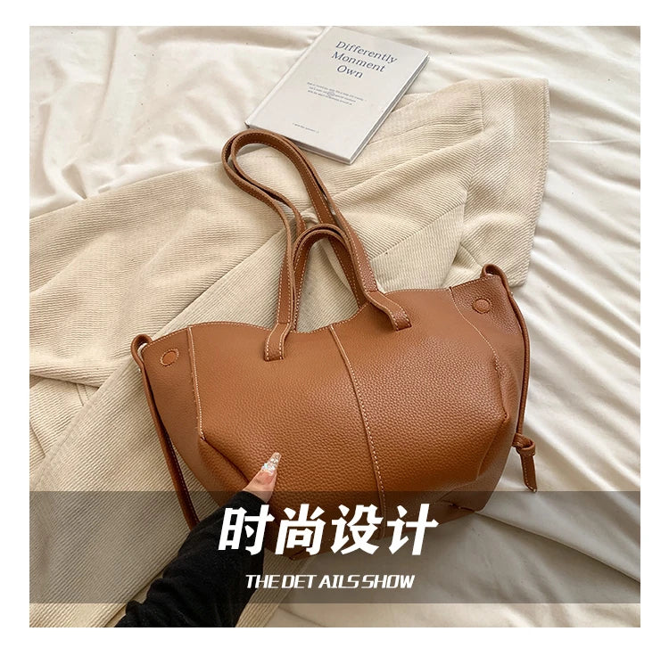 High Quality PU Tote Bags Fashion Solid Hasp Simple Versatile Sense of Luxury Shoulder and Handbags for Women 2024 New Style