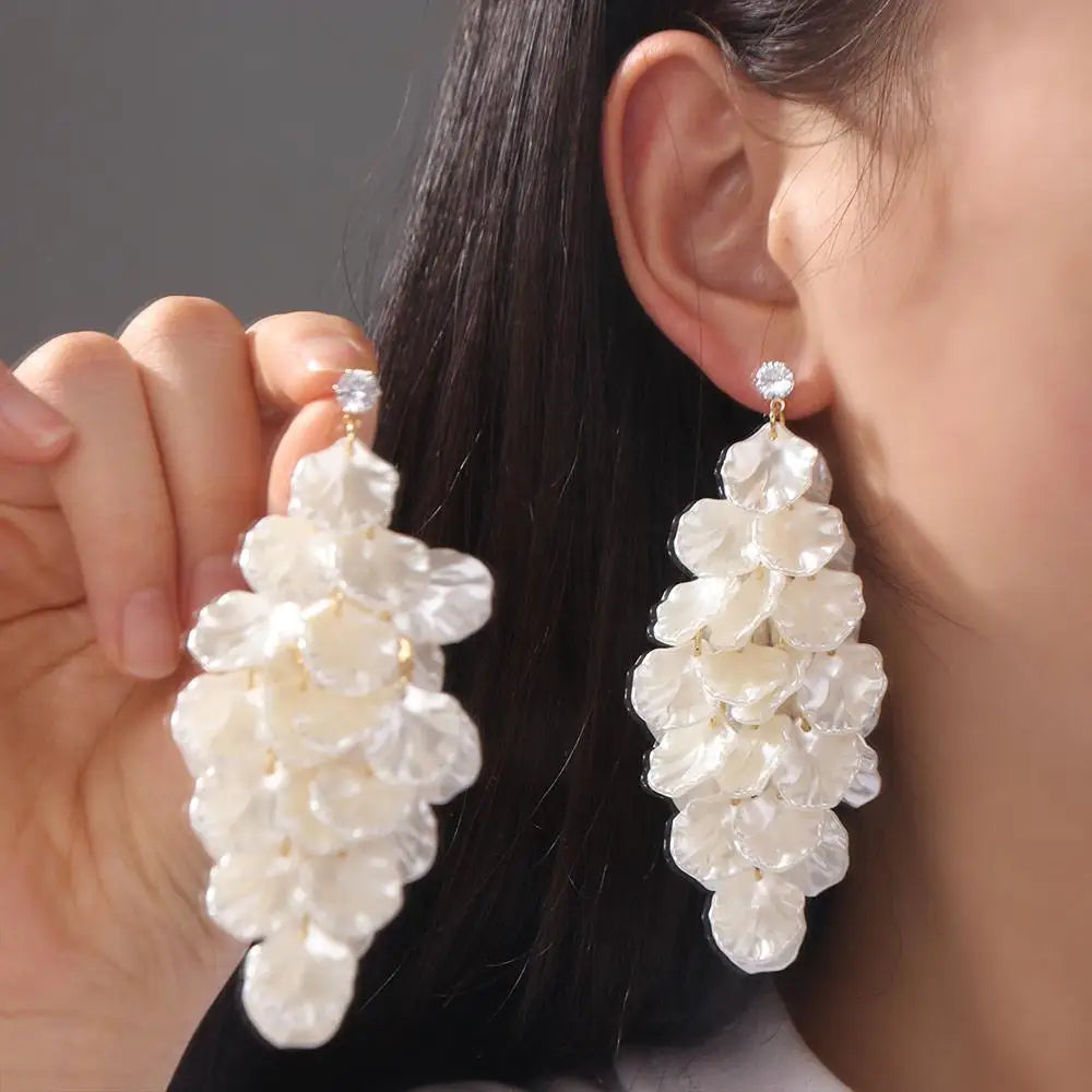 Fashion Exquisite Petals Tassel Earrings Jewelry Exaggerated Drop Earring Luxury Ornaments Vintage Earrings Party
