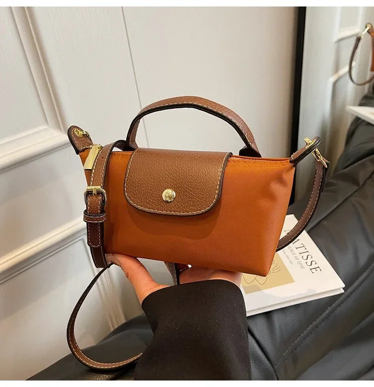 Retro Fashion Nylon Dumpling Bag Women's Crossbody Handbag Soft Polyester Lining Zipper Closure Shoulder Bag Handbag