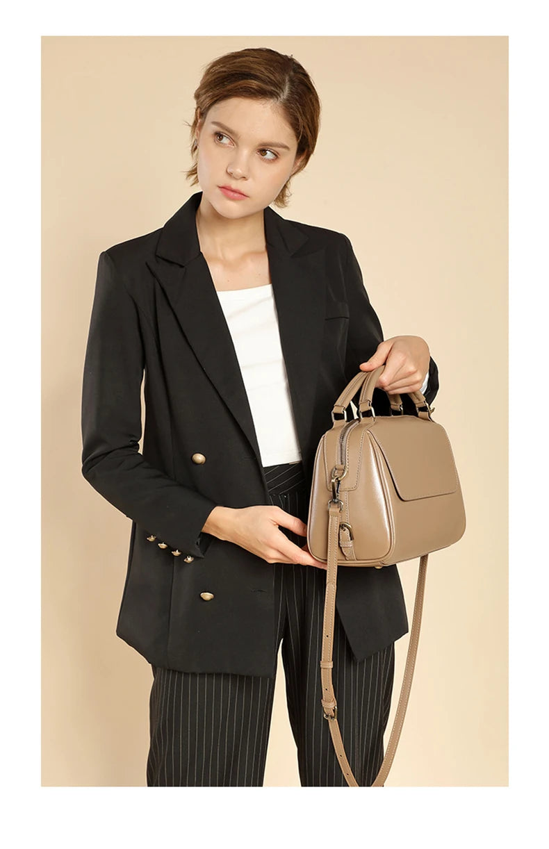 Toptrends 100% Genuine Leather Boston Shoulder Crossbody Bags For Women 2025 Luxury Designer Pillow Tote Satchel Ladies Handbags
