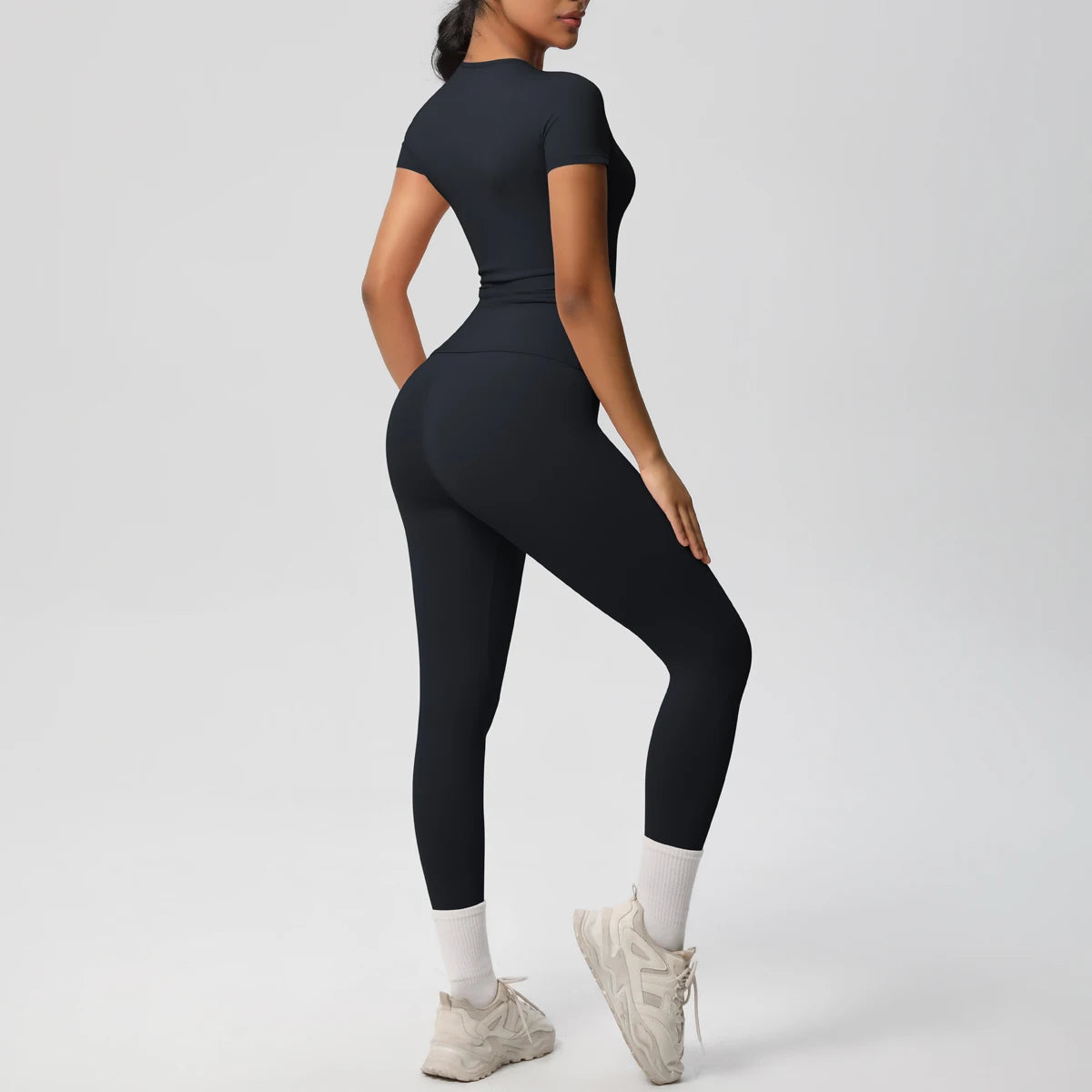 Women 2pcs Patchwork Sport Yoga Suit Gym Sports Crop Tops Sexy Bodycon Crop Tube Top Workout Leggins Booty Bum Leggins