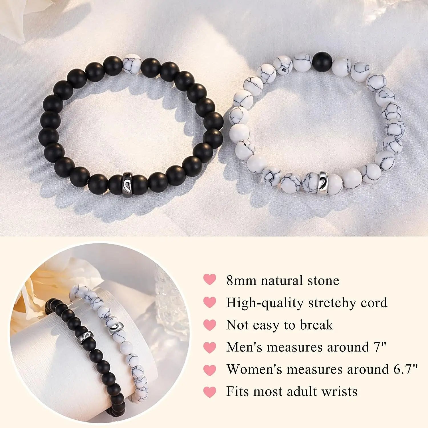 2PCS/Set Couple Ring Bracelets Gifts for My Love,My Man,Boyfriend,Soulmate,Valentine's Day Anniversary Birthday Christmas Gift