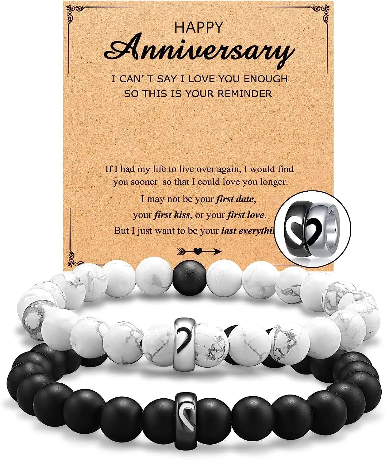 2PCS/Set Couple Ring Bracelets Gifts for My Love,My Man,Boyfriend,Soulmate,Valentine's Day Anniversary Birthday Christmas Gift