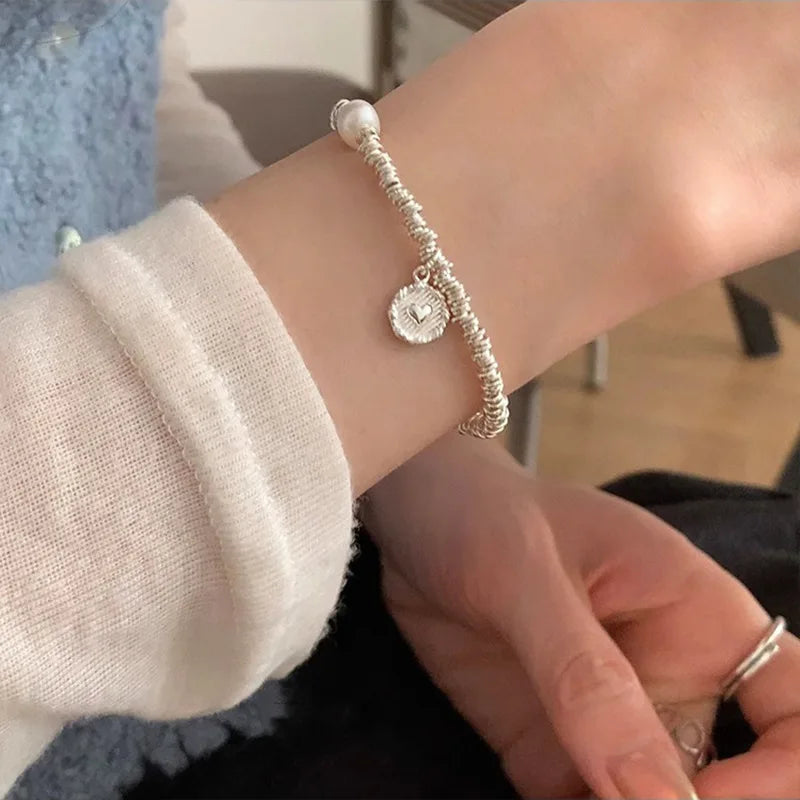 VENTFILLE 925 Sterling Silver Double Layer Pearl Bracelet for Women Girl Design Bead Korean Jewelry Dropshipping