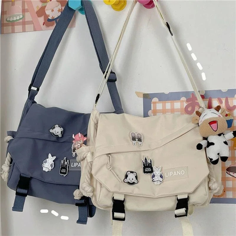 Shoulder Bag Large Capacity Crossbody Bag Retro Workwear Postman Bags for Women Nylon Handbags