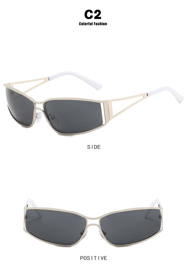 Y2K Oversized Steampunk Sunglasses - Designer Gradient Mirror Eyewear