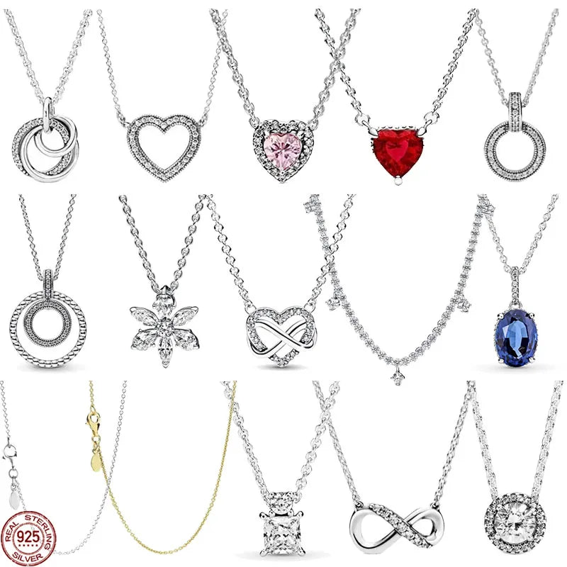 Christmas Birthday Surprise Gifts 925 Sterling Silver Exquisite Shiny Round Heart-shaped Necklace Classic Charm Women's Jewelry