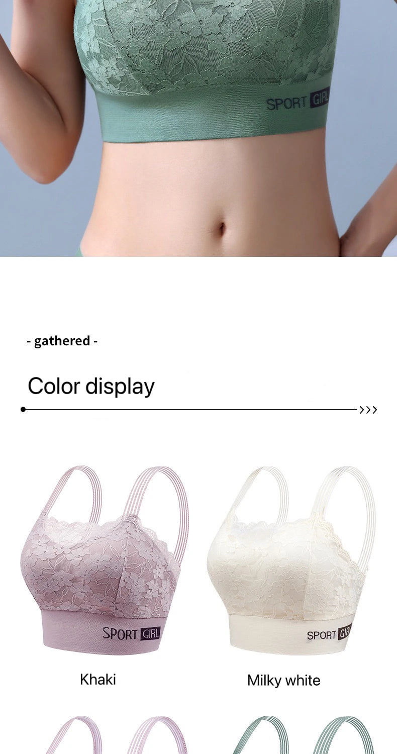 2PCS Women Lace Bras - Wireless Bralette Vest Style Tube Tops