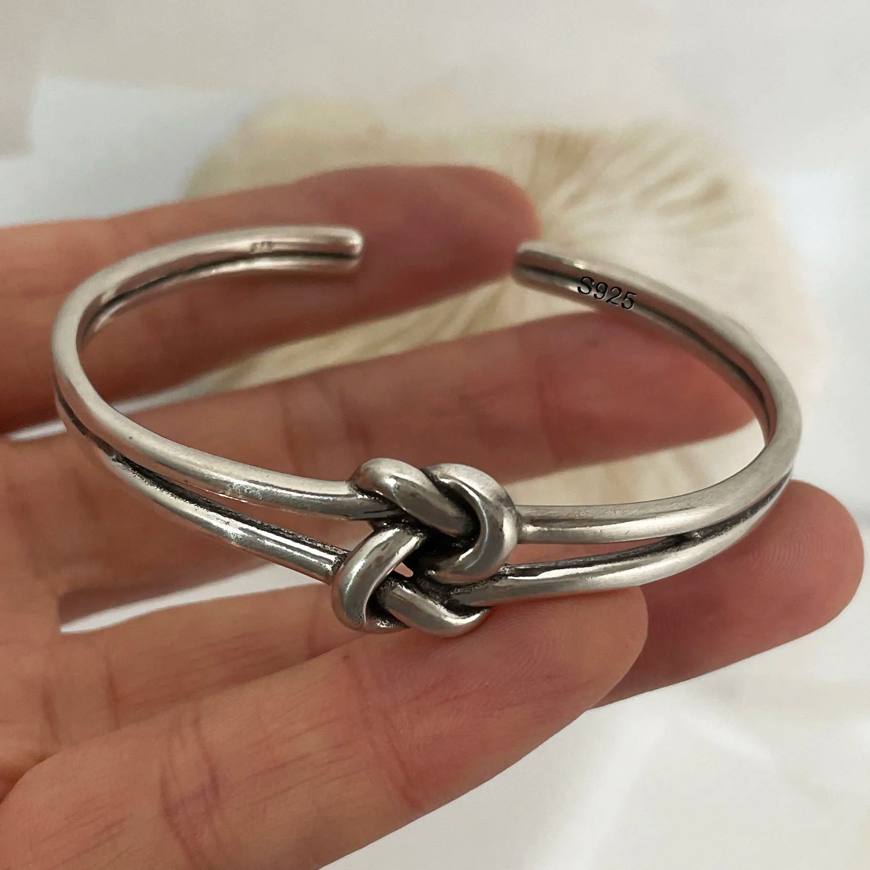 100% Solid 925 Sterling Silver Metal Bracelet for Women Men Vintage Handmade Simple Birthday Gift S-B451