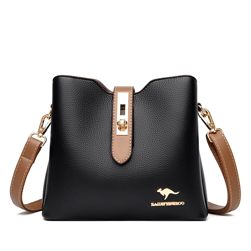 3-Layer Designer Handbag - Large Capacity Crossbody Messenger Bag