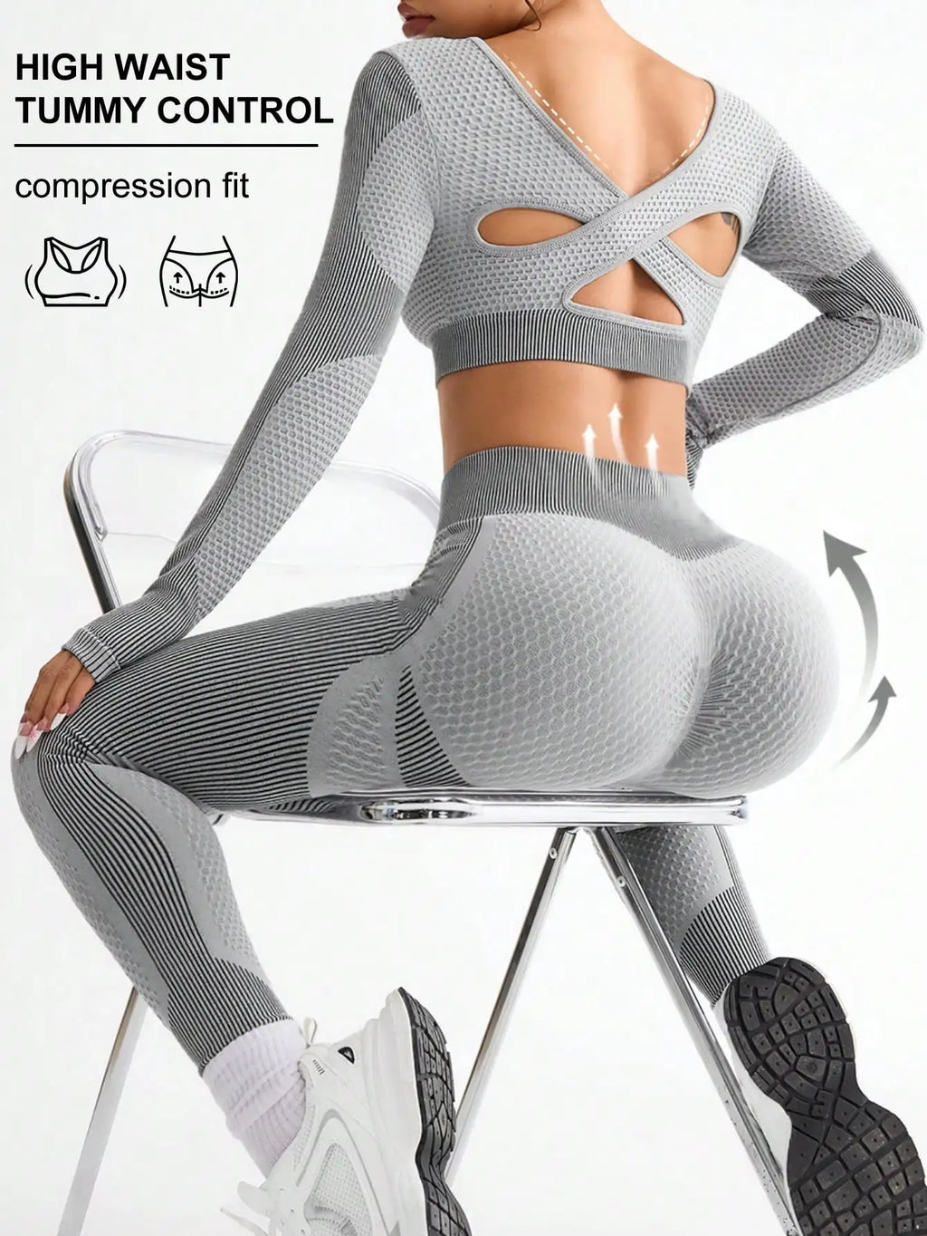 2PCS Sports Yoga Suit - Breathable Seamless Running Fitness Set