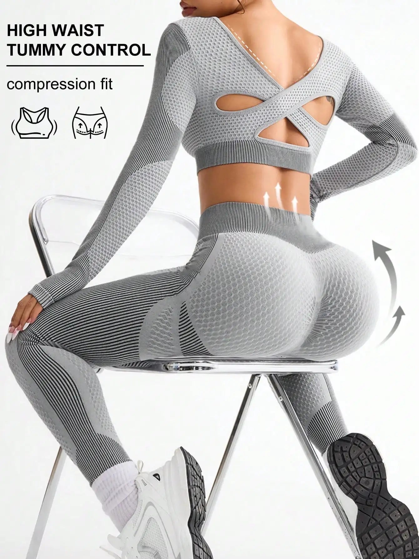 2PCS Sports Yoga Suit - Breathable Seamless Running Fitness Set