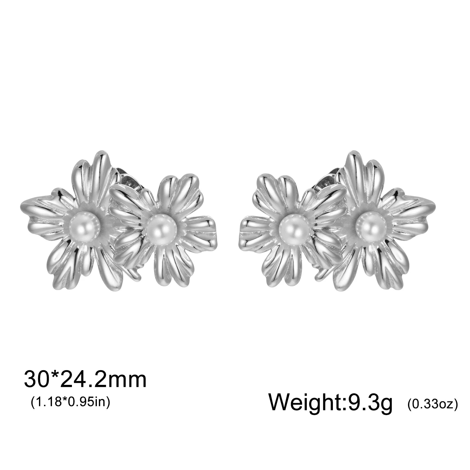 Lucktune Cute Flower Stud Earrings Stainless Steel Earrings For Women Luxury Gold Color Jewelry Woman Accesories Party Gifts