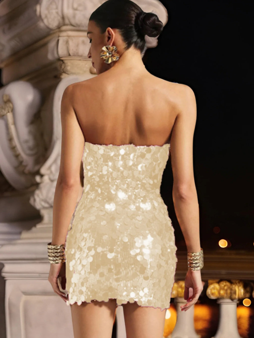 Sequins Strapless Mini Dress - Sexy Nightclub Party Evening Dress