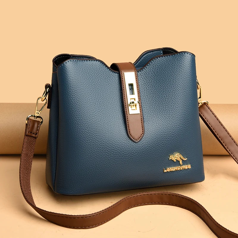 3-Layer Designer Handbag - Large Capacity Crossbody Messenger Bag