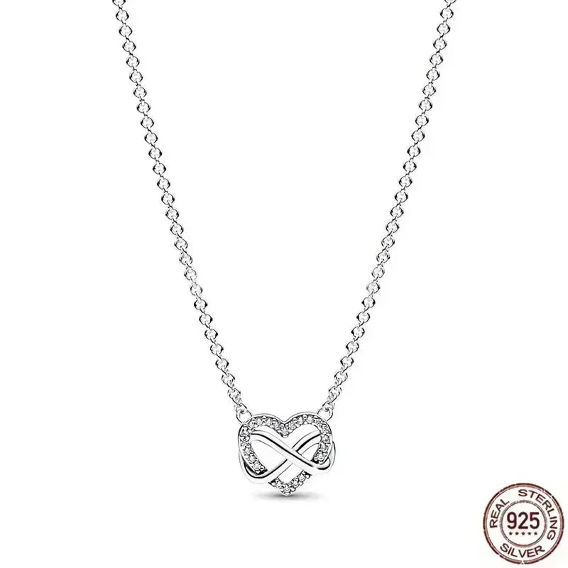 Christmas Birthday Surprise Gifts 925 Sterling Silver Exquisite Shiny Round Heart-shaped Necklace Classic Charm Women's Jewelry