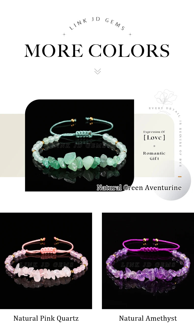 Change Better Natural Stone Amethyst Gravel Chip Bead Adjustable Braided Bracelet Women Men Small Round Bead Strand Healing Gift