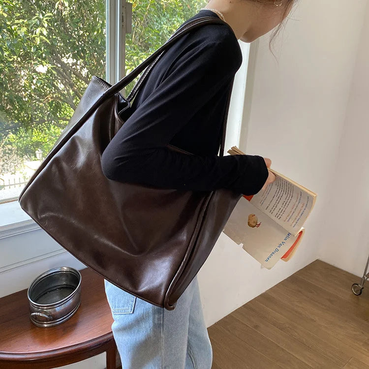 Portable Texture Tote Bag for Women, Shoulder Underarm Bag, Commuting Bag, Large Capacity, Niche Design, Autumn Winter Handbags