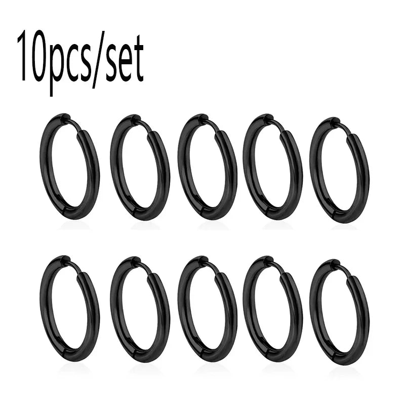 10/20Pcs Minimalist 316L Stainless Steel Small Hoop Earrings For Women Man Classic Round Earrings Fashion Ear Piercing Jewelry