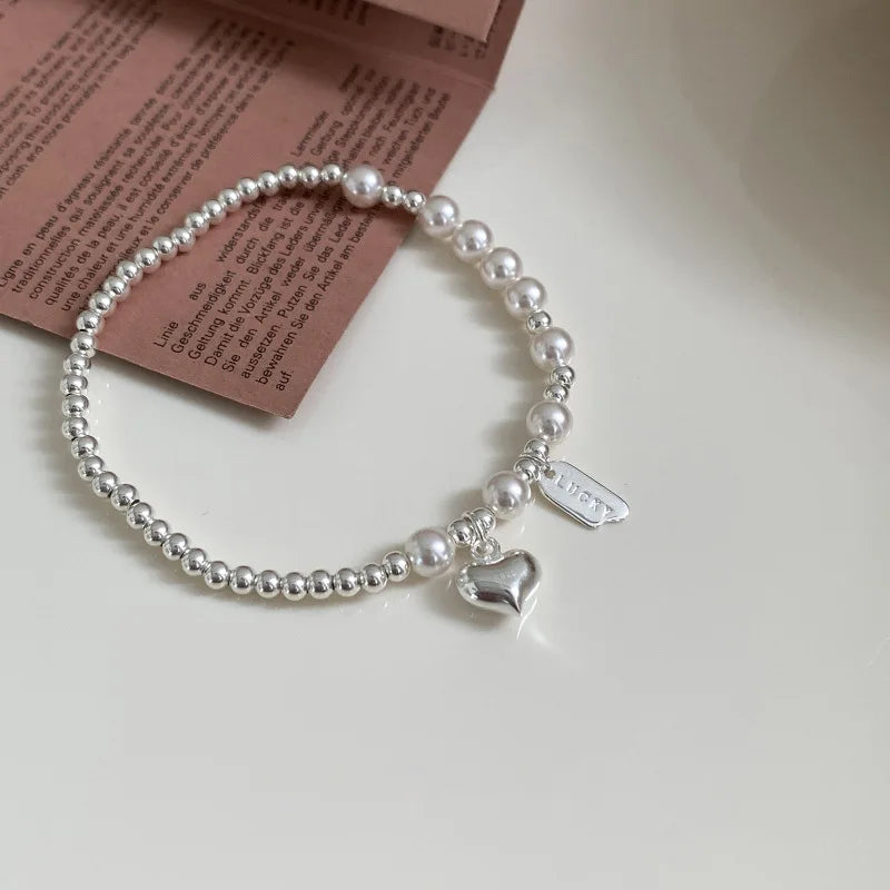 VENTFILLE 925 Sterling Silver Double Layer Pearl Bracelet for Women Girl Design Bead Korean Jewelry Dropshipping
