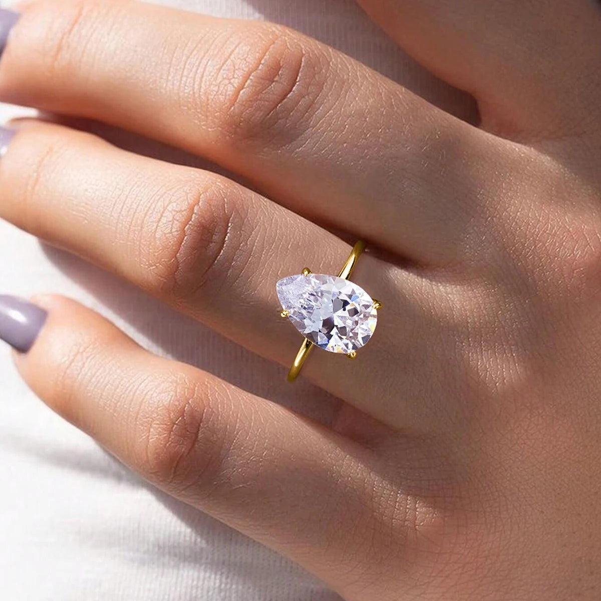925 Sterling Silver 1-4 CT Simple Sparkling Pear Shape Zircon Ring For Women Engagement Wedding Luxury High Quality Fine Jewelry