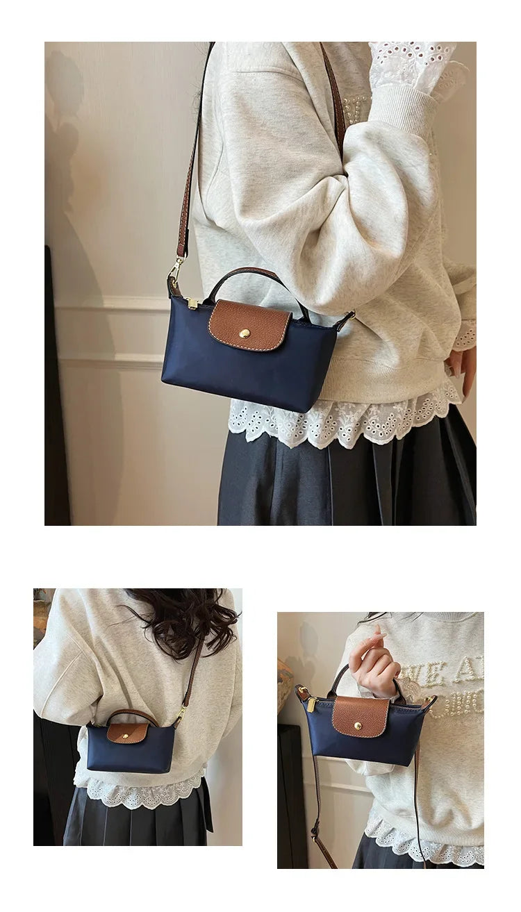Retro Fashion Nylon Dumpling Bag Women's Crossbody Handbag Soft Polyester Lining Zipper Closure Shoulder Bag Handbag