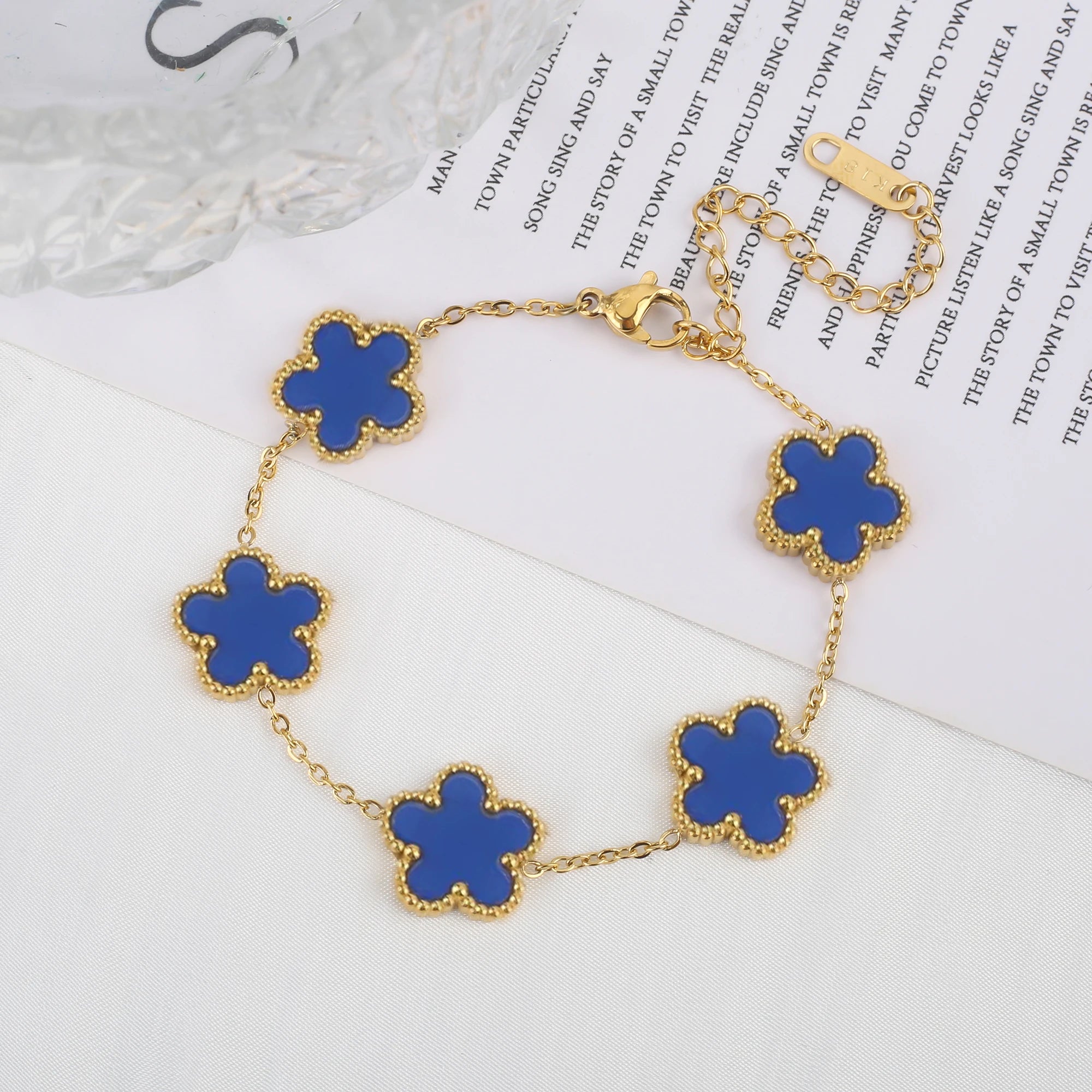 Hot Sale Stainless Steel Plum Blossom Gold Plated Bracelet High Quality Five Leaf Flower Jewelry Simple For Woman Gift Clover