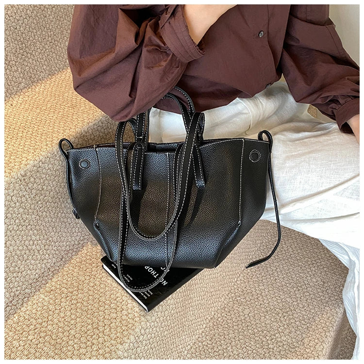 High Quality PU Tote Bags Fashion Solid Hasp Simple Versatile Sense of Luxury Shoulder and Handbags for Women 2024 New Style