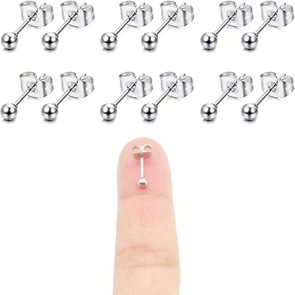 12pcs 2mm-3mm Tiny Butterfly Buckle Stud Earrings 316L Stainless Steel Hypoallergenic Universal Ear Bone Studs Piercing Jewelry