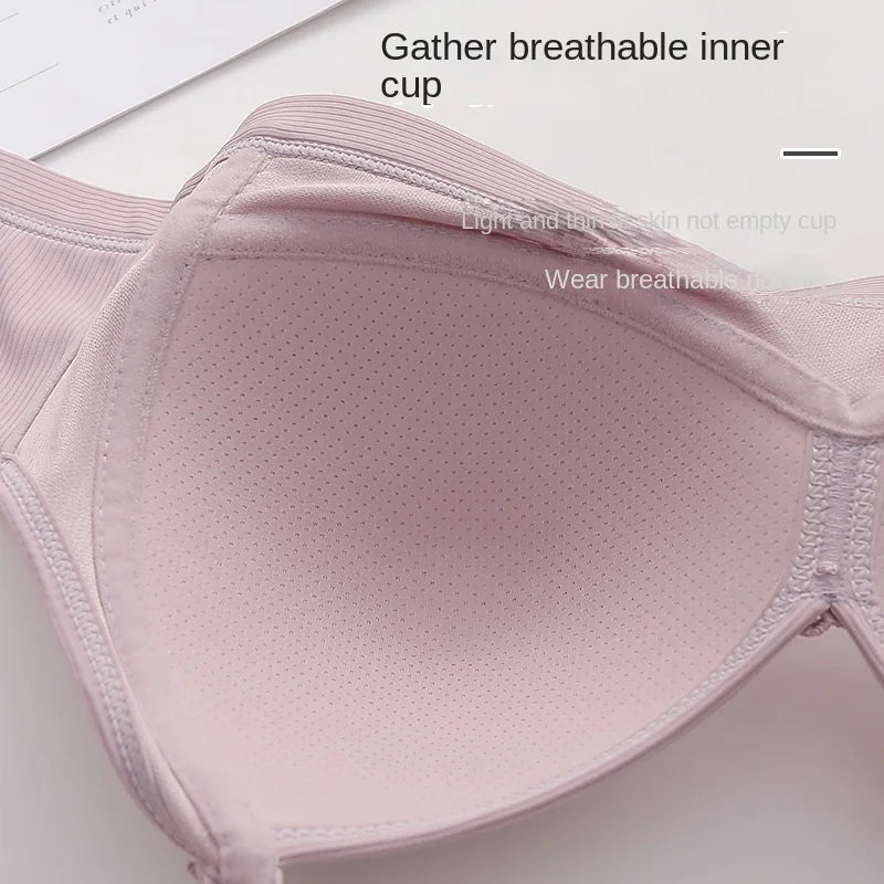 Solid Color Delicate Pendant Bra - Wireless Gathering Breathable