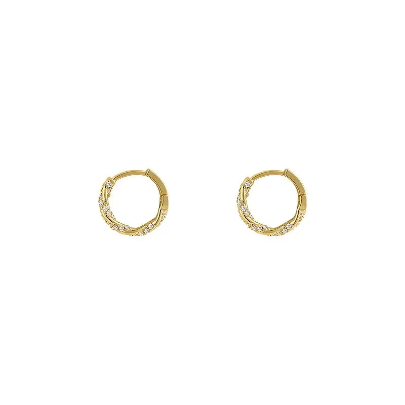 FTCY Simple Luxury Zircon Metal Hoop Earrings For Women Exquisite Small Round Circle Earrings Women's Jewelry Gifts