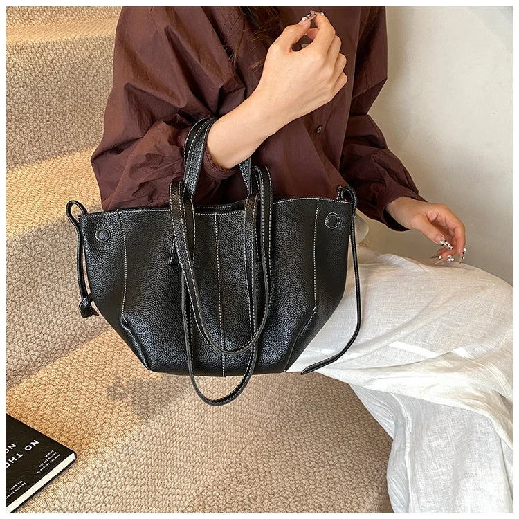 High Quality PU Tote Bags Fashion Solid Hasp Simple Versatile Sense of Luxury Shoulder and Handbags for Women 2024 New Style
