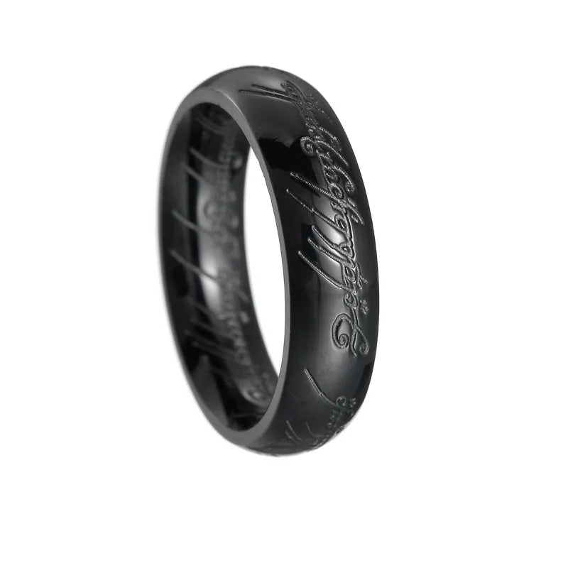 Lord of the Rings Titanium Steel Ring - 18K Gold Plated 6mm Men's Band
