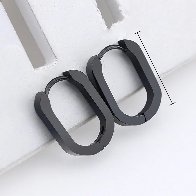 1 Pair High Polished Stainless Steel Hoop Earrings For Women/Men Geometric Allotype Ear Buckles Hip Hop Party Creative Jewelry