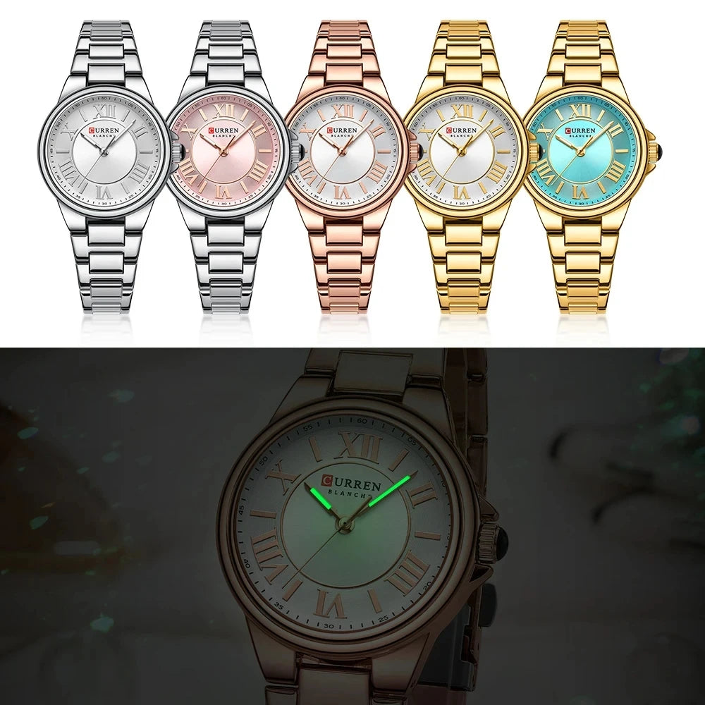 CURREN 9091 Rose Gold Watch - Elegant Steel Strap Ladies Quartz