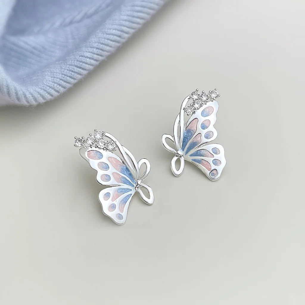 butterfly New Fashion Earrings Micro inlaid zircon Women's earrings colored metal Earrings for women versatile sexsy girls