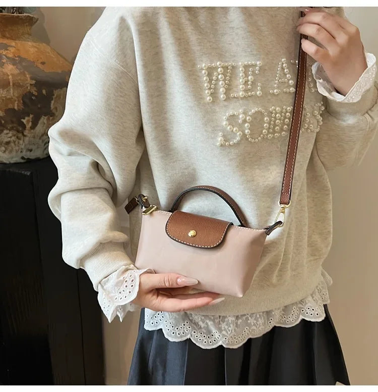 Retro Fashion Nylon Dumpling Bag Women's Crossbody Handbag Soft Polyester Lining Zipper Closure Shoulder Bag Handbag