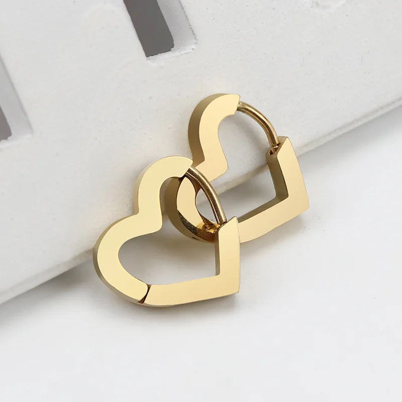 1 Pair High Polished Stainless Steel Hoop Earrings For Women/Men Geometric Allotype Ear Buckles Hip Hop Party Creative Jewelry
