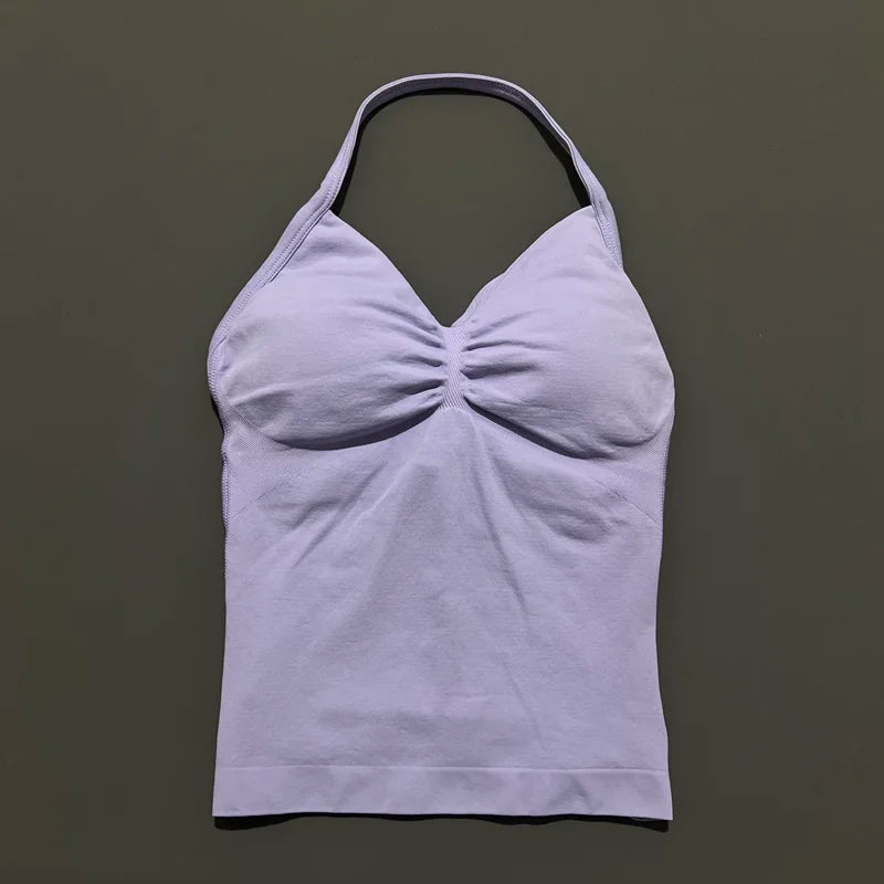 HISTELLO Impact Sports Bra - Longline Strappy Yoga Tank Top
