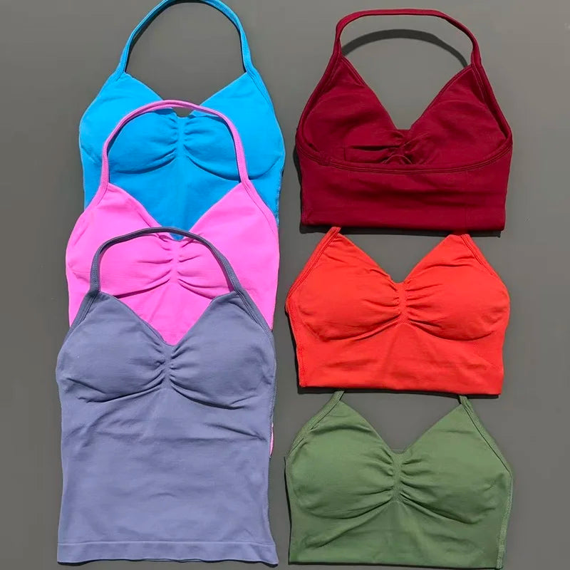 HISTELLO Impact Sports Bra - Longline Strappy Yoga Tank Top