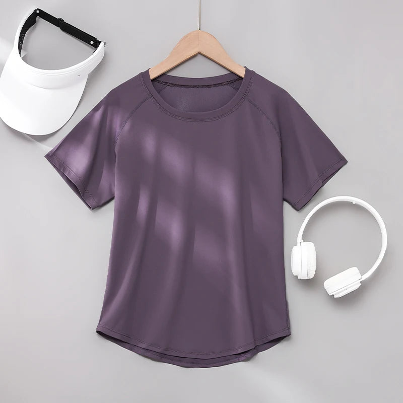DRUR Yoga Tops - Quick Dry Short Sleeve Workout T-Shirt