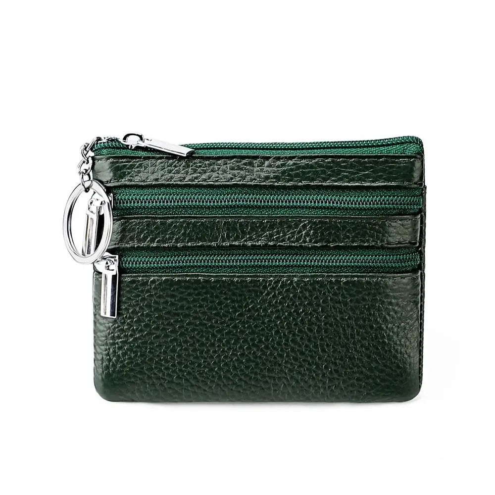 PU Leather Key Ring Waterproof Pocket Purse Money Coin Purse Zipper Wear-resistant Credit Card Holder