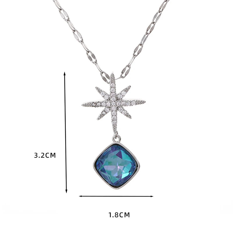 Versatile crystal necklace heart-shaped pendant collarbone chain ins jewelry woman bijoux acier inoxydable collar y2k accessorie
