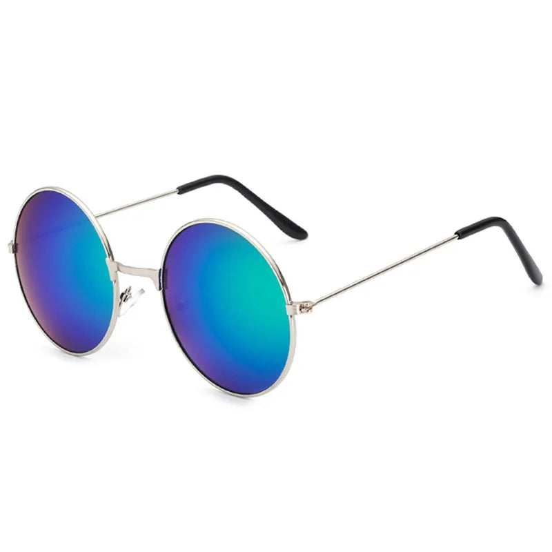 FOENIXSONG Round Pilots Sunglasses - Vintage Silver Gold Black Unisex