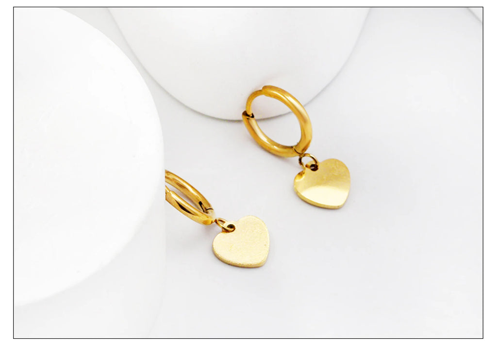 LUXUKISSKIDS Punk Smile Face Gold/Steel Color Drop Earrings Simple Hiphop Round Pendients Fashion Clips For Man/Woman/Girls