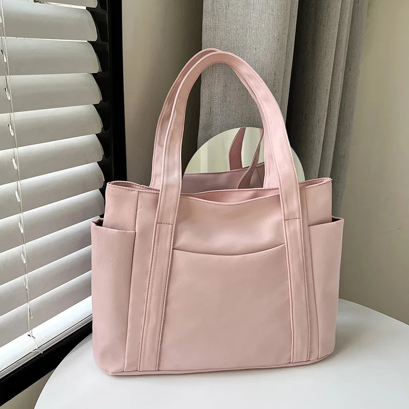 High Quality Commuting Tote Bag Simple Nylon Women's Shoulder Bag Large Capacity Student Class Handbag